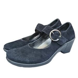 Black Suede Pumps Romika Size EU 41 US 10-10.5 Leather Sport Wedge Heel MaryJane